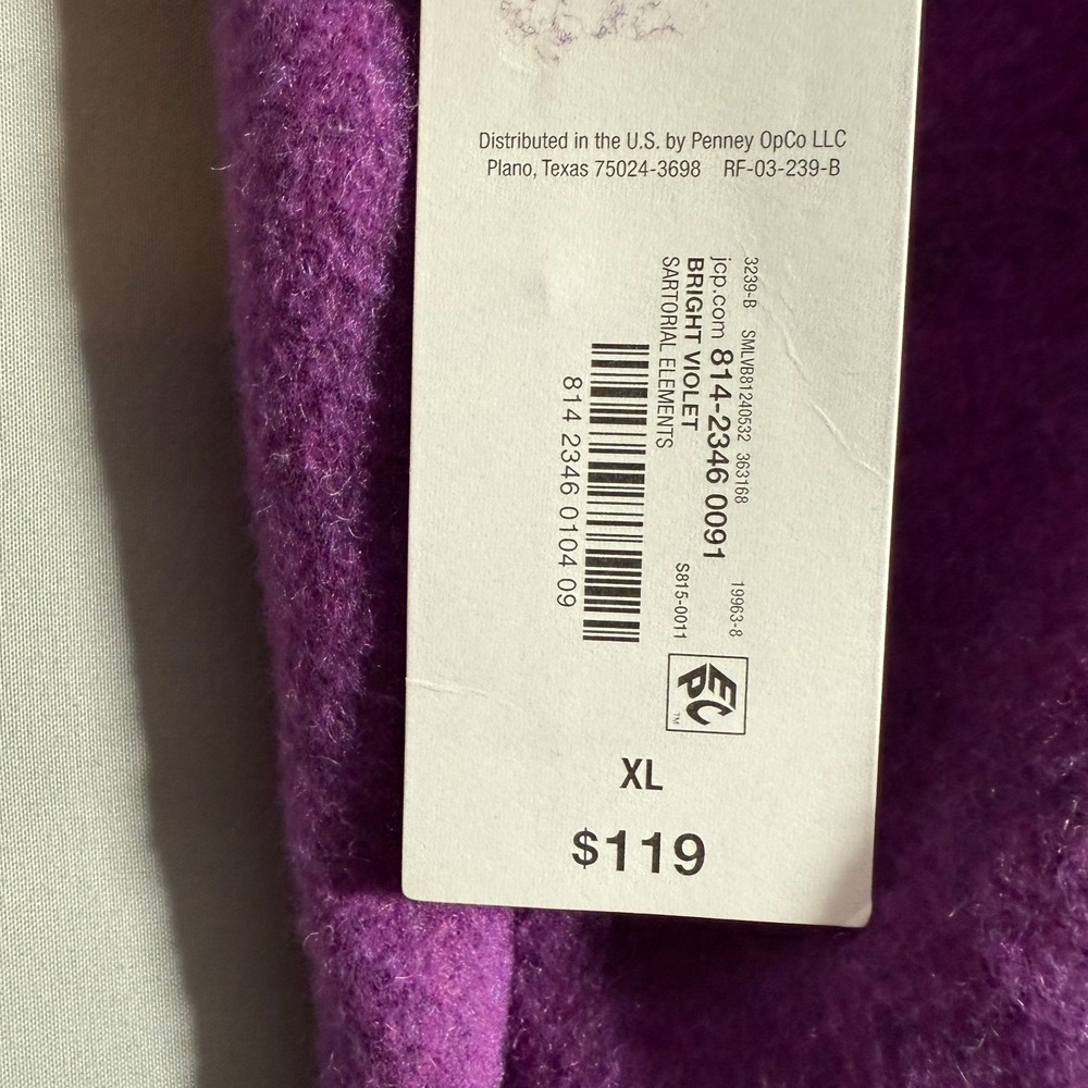 Liz Claiborne XL Coat Womens Wool Single Breasted Mid Length Jacket Purple - Picture 6 of 8